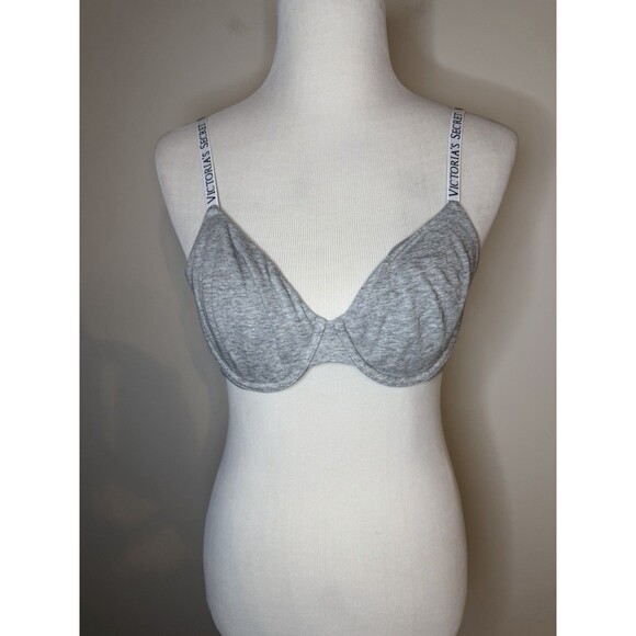 Victoria’s Secret T Shirt Unlined Perfect Coverage Bra 36C Grey - Picture 2 of 8